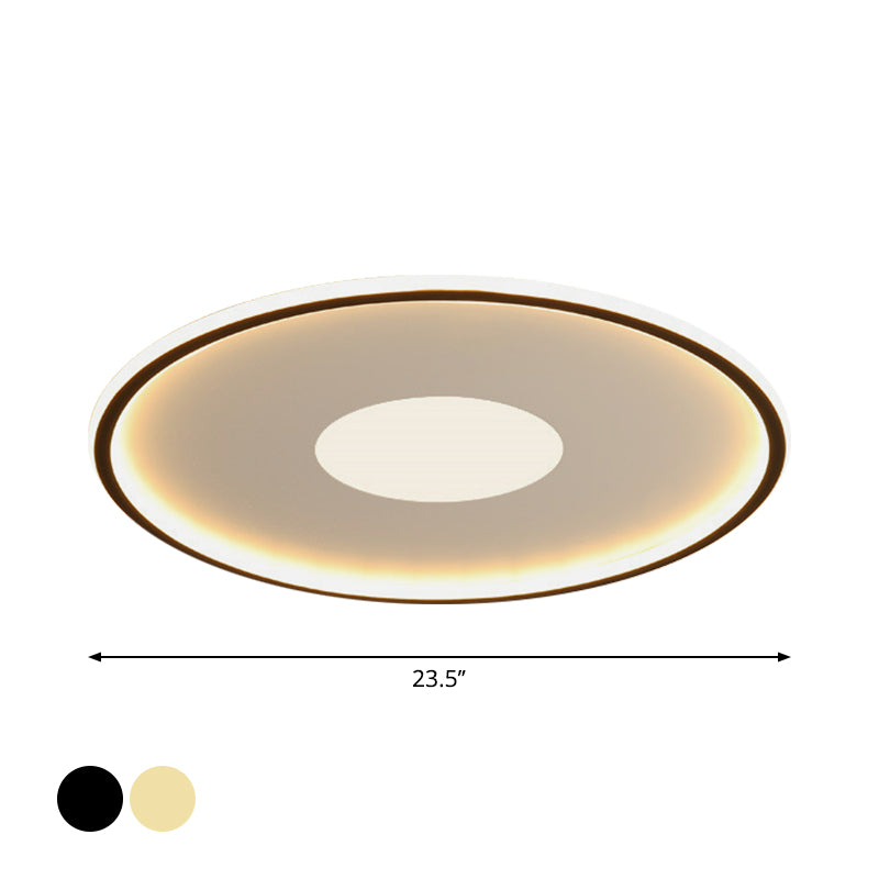 Disk-Shaped Ultrathin Ceiling Lighting Minimalist Acrylic Black/Gold LED Flush Mount for Bedroom, 12"/19.5"/23.5" Dia Clearhalo 'Ceiling Lights' 'Close To Ceiling Lights' 'Close to ceiling' 'Flush mount' Lighting' 1935651