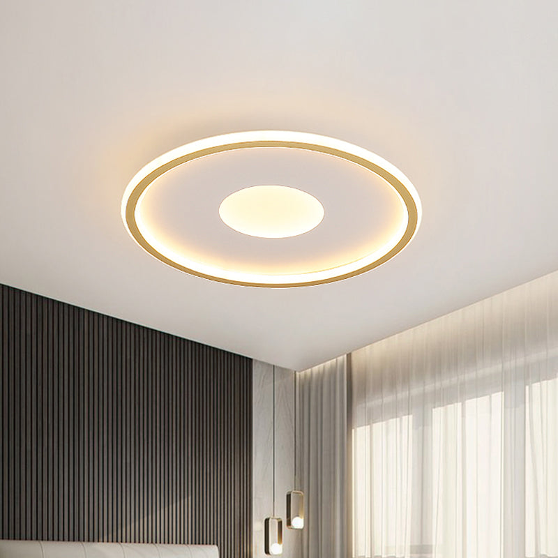 Disk-Shaped Ultrathin Ceiling Lighting Minimalist Acrylic Black/Gold LED Flush Mount for Bedroom, 12"/19.5"/23.5" Dia Clearhalo 'Ceiling Lights' 'Close To Ceiling Lights' 'Close to ceiling' 'Flush mount' Lighting' 1935653