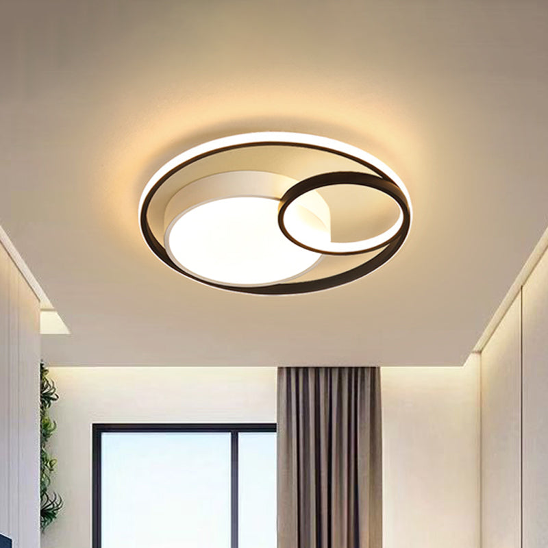 16"/19"/23.5" Dia Minimal LED Flush Light Black/White Circular Flush Mount Ceiling Lighting with Acrylic Shade Clearhalo 'Ceiling Lights' 'Close To Ceiling Lights' 'Close to ceiling' 'Flush mount' Lighting' 1935713