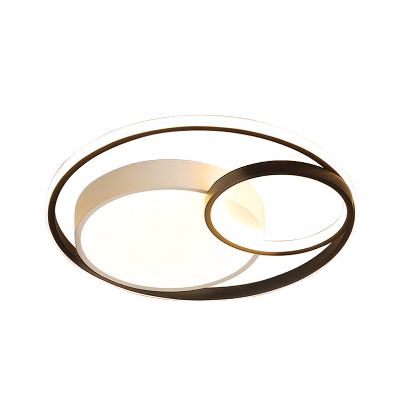 16"/19"/23.5" Dia Minimal LED Flush Light Black/White Circular Flush Mount Ceiling Lighting with Acrylic Shade Clearhalo 'Ceiling Lights' 'Close To Ceiling Lights' 'Close to ceiling' 'Flush mount' Lighting' 1935714