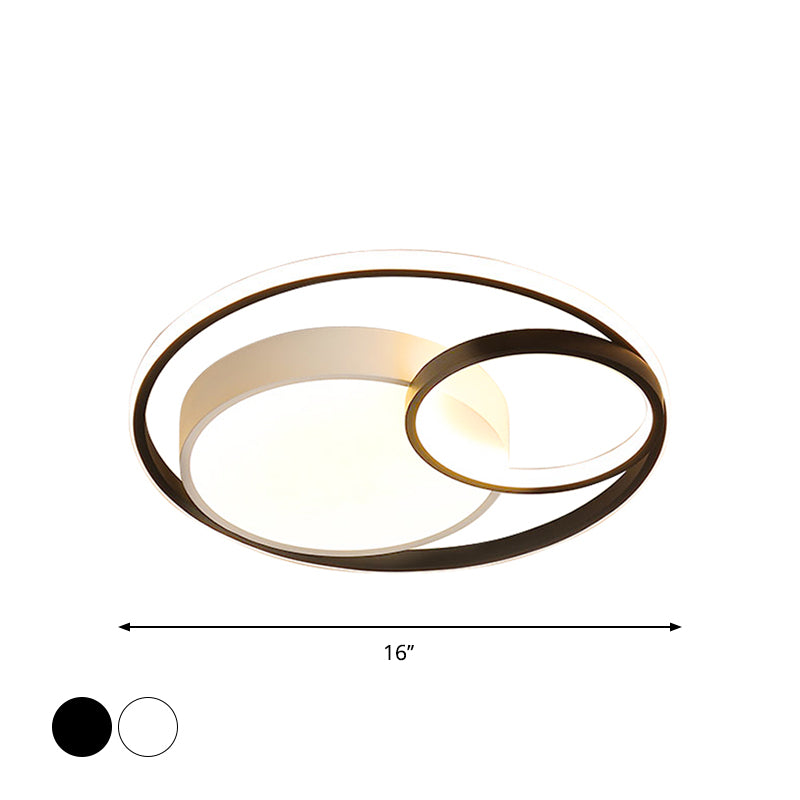 16"/19"/23.5" Dia Minimal LED Flush Light Black/White Circular Flush Mount Ceiling Lighting with Acrylic Shade Clearhalo 'Ceiling Lights' 'Close To Ceiling Lights' 'Close to ceiling' 'Flush mount' Lighting' 1935715