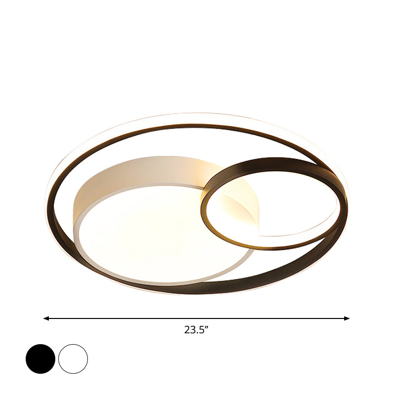 16"/19"/23.5" Dia Minimal LED Flush Light Black/White Circular Flush Mount Ceiling Lighting with Acrylic Shade Clearhalo 'Ceiling Lights' 'Close To Ceiling Lights' 'Close to ceiling' 'Flush mount' Lighting' 1935717