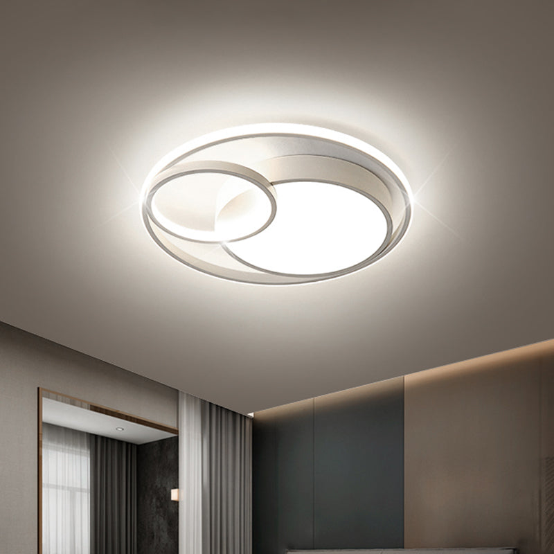 16"/19"/23.5" Dia Minimal LED Flush Light Black/White Circular Flush Mount Ceiling Lighting with Acrylic Shade Clearhalo 'Ceiling Lights' 'Close To Ceiling Lights' 'Close to ceiling' 'Flush mount' Lighting' 1935720