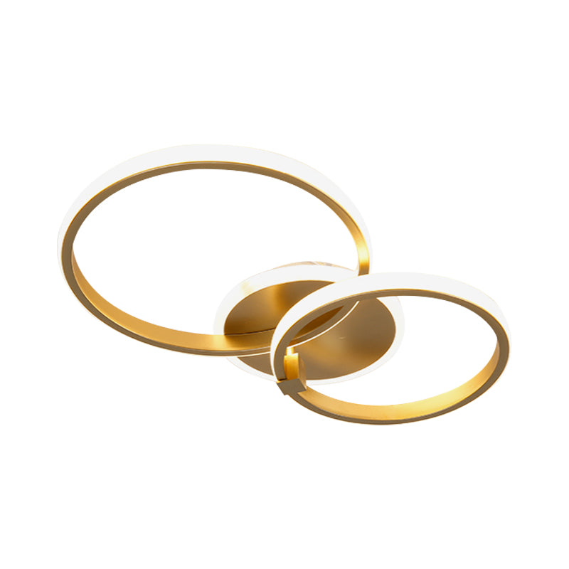 Metal Multi-Round/Square LED Ceiling Light Minimalism 2/4 Lights Gold Finish Semi Flush Mount Light Fixture Clearhalo 'Ceiling Lights' 'Close To Ceiling Lights' 'Close to ceiling' 'Semi-flushmount' Lighting' 1935951