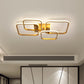 Metal Multi-Round/Square LED Ceiling Light Minimalism 2/4 Lights Gold Finish Semi Flush Mount Light Fixture 4 Gold Square Plate Clearhalo 'Ceiling Lights' 'Close To Ceiling Lights' 'Close to ceiling' 'Semi-flushmount' Lighting' 1935954