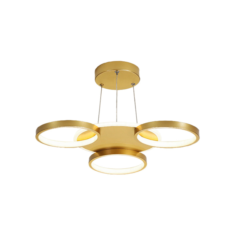 Gold Halo Ring Semi Flush Chandelier Modern 3/5/6-Light Metal Ceiling Mounted Lamp in Warm/White Light Clearhalo 'Ceiling Lights' 'Close To Ceiling Lights' 'Close to ceiling' 'Semi-flushmount' Lighting' 1935987