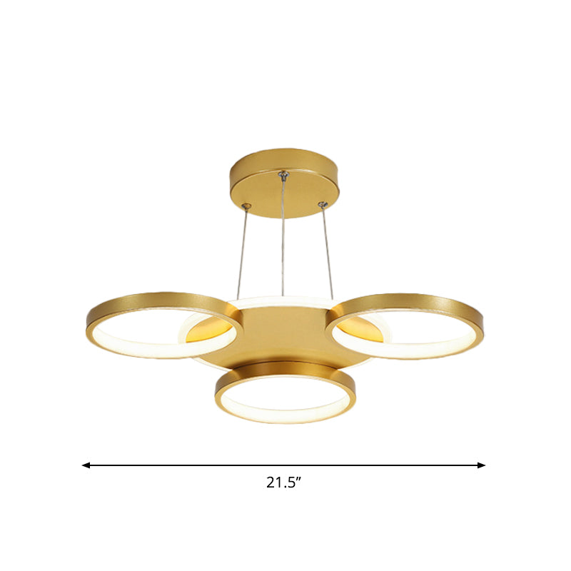Gold Halo Ring Semi Flush Chandelier Modern 3/5/6-Light Metal Ceiling Mounted Lamp in Warm/White Light Clearhalo 'Ceiling Lights' 'Close To Ceiling Lights' 'Close to ceiling' 'Semi-flushmount' Lighting' 1935988