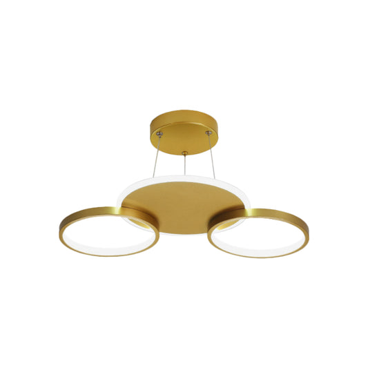 Gold Halo Ring Semi Flush Chandelier Modern 3/5/6-Light Metal Ceiling Mounted Lamp in Warm/White Light Clearhalo 'Ceiling Lights' 'Close To Ceiling Lights' 'Close to ceiling' 'Semi-flushmount' Lighting' 1935991