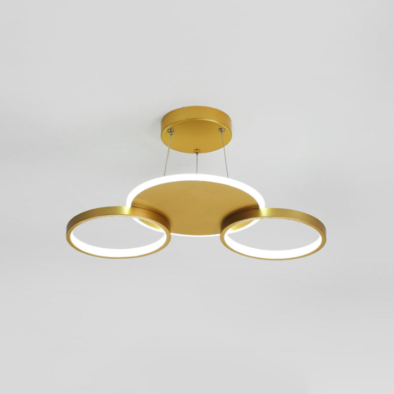 Gold Halo Ring Semi Flush Chandelier Modern 3/5/6-Light Metal Ceiling Mounted Lamp in Warm/White Light Clearhalo 'Ceiling Lights' 'Close To Ceiling Lights' 'Close to ceiling' 'Semi-flushmount' Lighting' 1935992