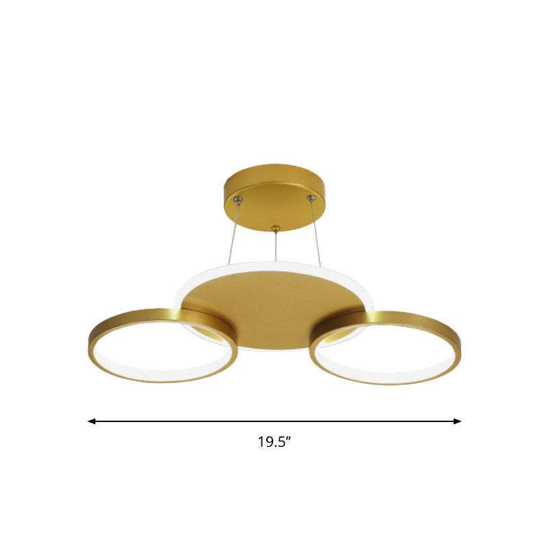 Gold Halo Ring Semi Flush Chandelier Modern 3/5/6-Light Metal Ceiling Mounted Lamp in Warm/White Light Clearhalo 'Ceiling Lights' 'Close To Ceiling Lights' 'Close to ceiling' 'Semi-flushmount' Lighting' 1935993