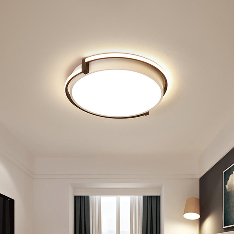 12"/16"/19.5" W Dorm Room LED Flushmount Minimalist Grey/White Flush Mount Ceiling Light with Round Acrylic Shade Clearhalo 'Ceiling Lights' 'Close To Ceiling Lights' 'Close to ceiling' 'Flush mount' Lighting' 1936065