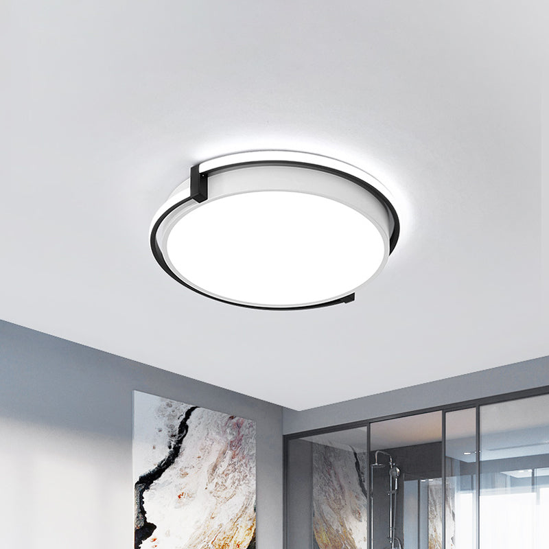 12"/16"/19.5" W Dorm Room LED Flushmount Minimalist Grey/White Flush Mount Ceiling Light with Round Acrylic Shade Clearhalo 'Ceiling Lights' 'Close To Ceiling Lights' 'Close to ceiling' 'Flush mount' Lighting' 1936066