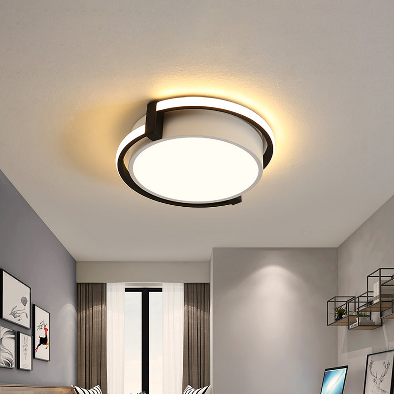 12"/16"/19.5" W Dorm Room LED Flushmount Minimalist Grey/White Flush Mount Ceiling Light with Round Acrylic Shade Clearhalo 'Ceiling Lights' 'Close To Ceiling Lights' 'Close to ceiling' 'Flush mount' Lighting' 1936071