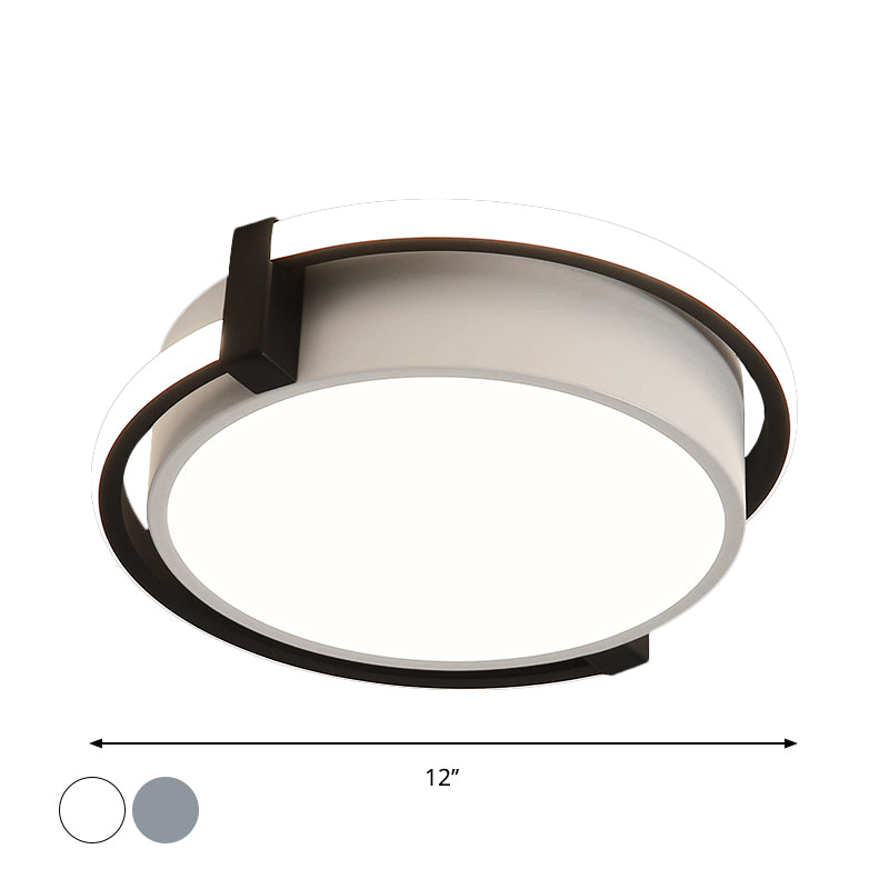 12"/16"/19.5" W Dorm Room LED Flushmount Minimalist Grey/White Flush Mount Ceiling Light with Round Acrylic Shade Clearhalo 'Ceiling Lights' 'Close To Ceiling Lights' 'Close to ceiling' 'Flush mount' Lighting' 1936074
