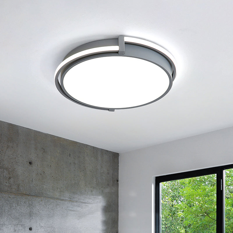 12"/16"/19.5" W Dorm Room LED Flushmount Minimalist Grey/White Flush Mount Ceiling Light with Round Acrylic Shade Grey Clearhalo 'Ceiling Lights' 'Close To Ceiling Lights' 'Close to ceiling' 'Flush mount' Lighting' 1936075
