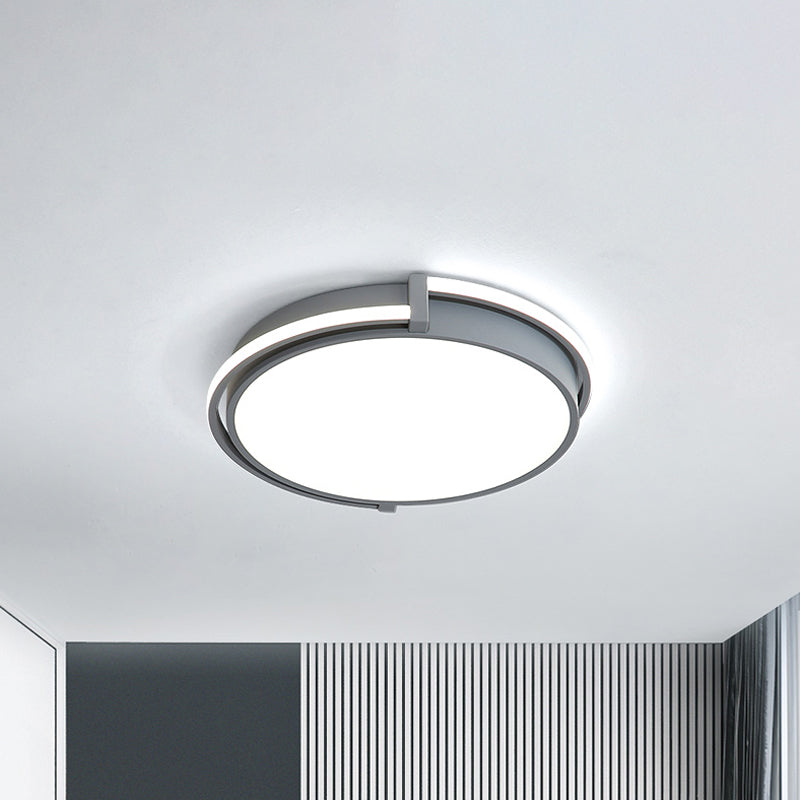 12"/16"/19.5" W Dorm Room LED Flushmount Minimalist Grey/White Flush Mount Ceiling Light with Round Acrylic Shade Clearhalo 'Ceiling Lights' 'Close To Ceiling Lights' 'Close to ceiling' 'Flush mount' Lighting' 1936076