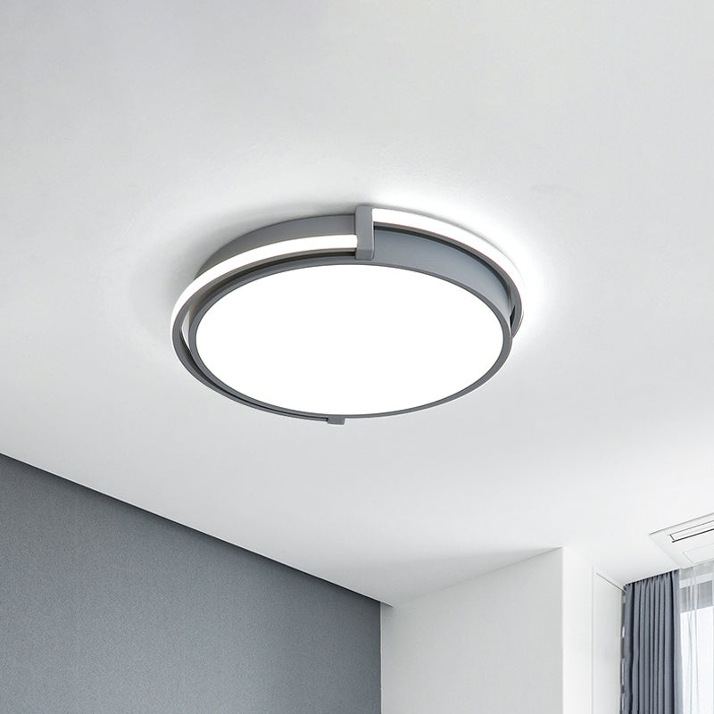 12"/16"/19.5" W Dorm Room LED Flushmount Minimalist Grey/White Flush Mount Ceiling Light with Round Acrylic Shade Clearhalo 'Ceiling Lights' 'Close To Ceiling Lights' 'Close to ceiling' 'Flush mount' Lighting' 1936077