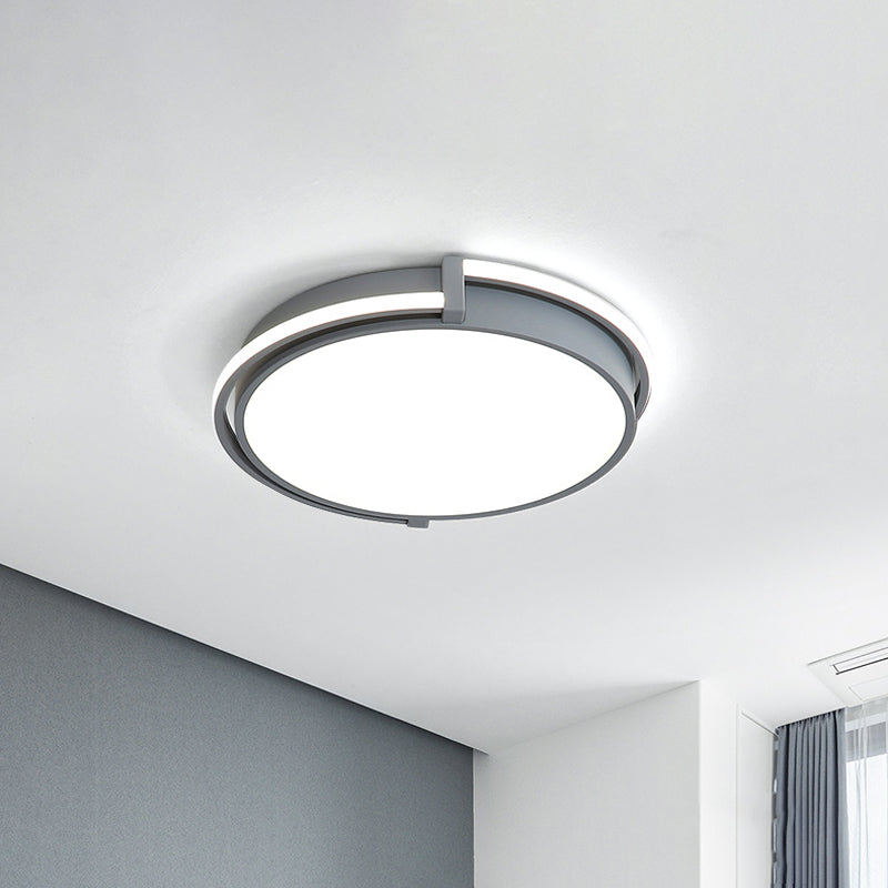 12"/16"/19.5" W Dorm Room LED Flushmount Minimalist Grey/White Flush Mount Ceiling Light with Round Acrylic Shade Clearhalo 'Ceiling Lights' 'Close To Ceiling Lights' 'Close to ceiling' 'Flush mount' Lighting' 1936077