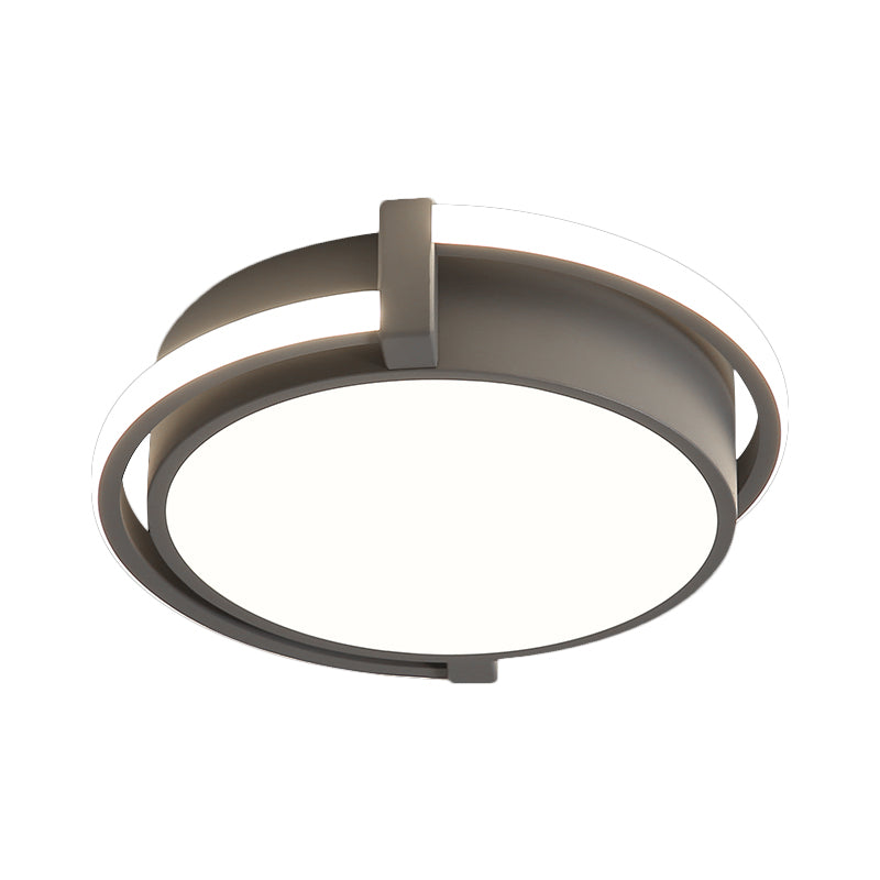 12"/16"/19.5" W Dorm Room LED Flushmount Minimalist Grey/White Flush Mount Ceiling Light with Round Acrylic Shade Clearhalo 'Ceiling Lights' 'Close To Ceiling Lights' 'Close to ceiling' 'Flush mount' Lighting' 1936081