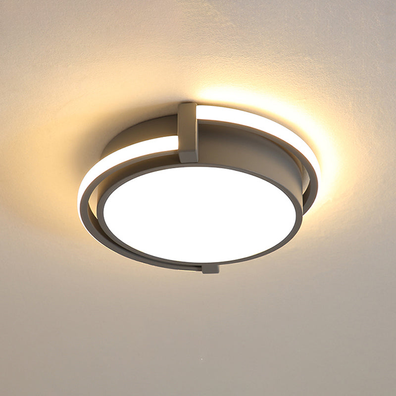12"/16"/19.5" W Dorm Room LED Flushmount Minimalist Grey/White Flush Mount Ceiling Light with Round Acrylic Shade Clearhalo 'Ceiling Lights' 'Close To Ceiling Lights' 'Close to ceiling' 'Flush mount' Lighting' 1936082