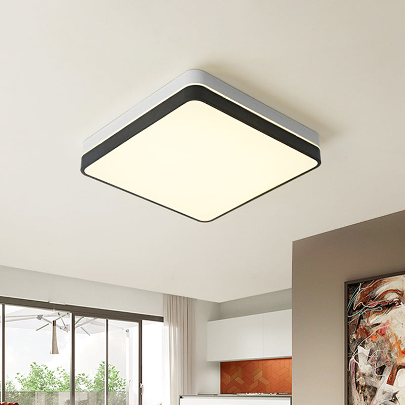 Nordic Round/Square/Rectangle Flushmount Acrylic Living Room LED Ceiling Light Fixture in Black and White Black Square Clearhalo 'Ceiling Lights' 'Close To Ceiling Lights' 'Close to ceiling' 'Flush mount' Lighting' 1936107