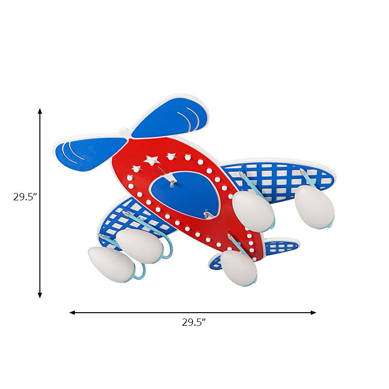 Propeller Airplane Flush Mount Light Contemporary Wood Ceiling Light in Red for Bedroom Clearhalo 'Ceiling Lights' 'Close To Ceiling Lights' 'Close to ceiling' 'Flush mount' Lighting' 193611