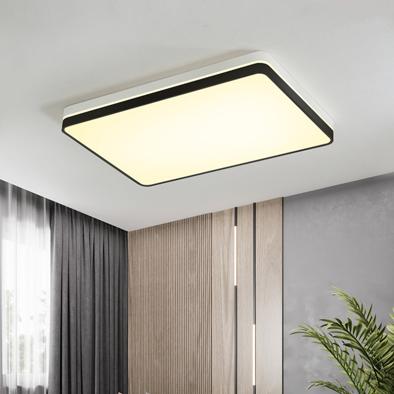 Nordic Round/Square/Rectangle Flushmount Acrylic Living Room LED Ceiling Light Fixture in Black and White Clearhalo 'Ceiling Lights' 'Close To Ceiling Lights' 'Close to ceiling' 'Flush mount' Lighting' 1936113