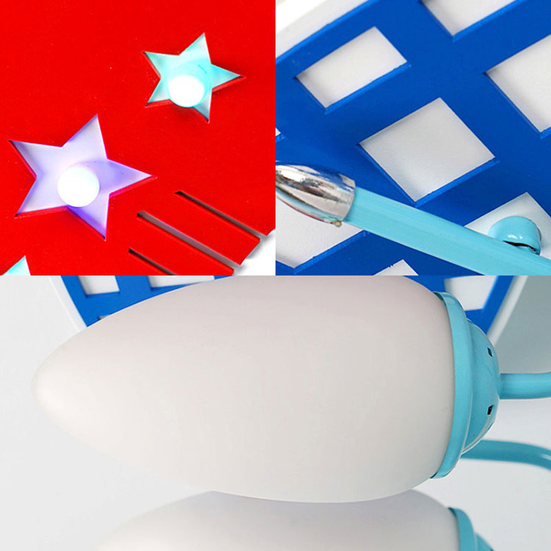 Propeller Airplane Flush Mount Light Contemporary Wood Ceiling Light in Red for Bedroom Clearhalo 'Ceiling Lights' 'Close To Ceiling Lights' 'Close to ceiling' 'Flush mount' Lighting' 193612