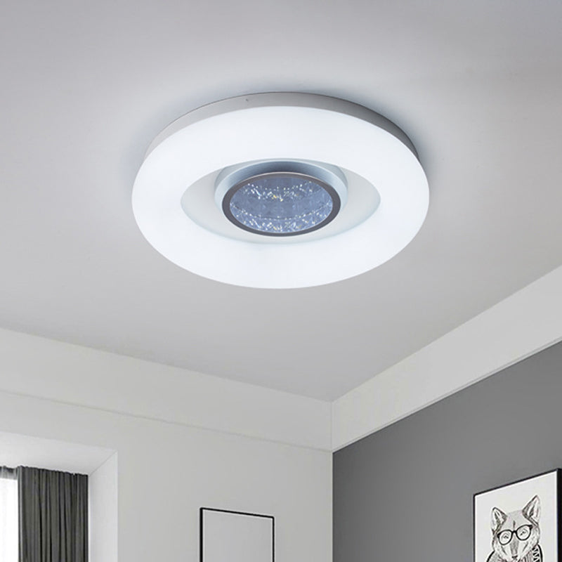 Circular Acrylic Flush Mount Ceiling Light Minimalist Silver/Grey/Black LED Flush Mounted Lighting for Hotel Silver Clearhalo 'Ceiling Lights' 'Close To Ceiling Lights' 'Close to ceiling' 'Flush mount' Lighting' 1936263