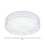 Drum Acrylic Flush Mount Lighting Modern White LED Ceiling Lamp with Nest Shaped Frame Clearhalo 'Ceiling Lights' 'Close To Ceiling Lights' 'Close to ceiling' 'Flush mount' Lighting' 1936305