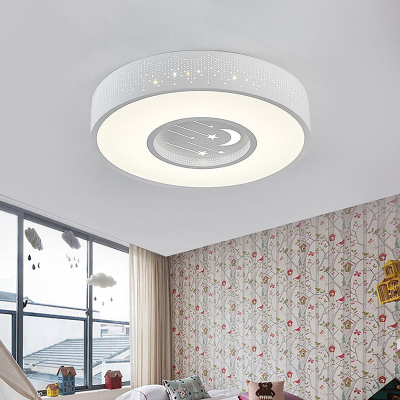 Hollowed out Meteor Ceiling Light Modern Romantic Acrylic Pink/White/Blue LED Round Flush Mounted Lamp, 16"/19.5" W Clearhalo 'Ceiling Lights' 'Close To Ceiling Lights' 'Close to ceiling' 'Flush mount' Lighting' 1936308