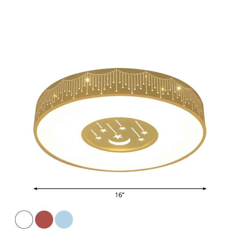 Hollowed out Meteor Ceiling Light Modern Romantic Acrylic Pink/White/Blue LED Round Flush Mounted Lamp, 16"/19.5" W Clearhalo 'Ceiling Lights' 'Close To Ceiling Lights' 'Close to ceiling' 'Flush mount' Lighting' 1936310