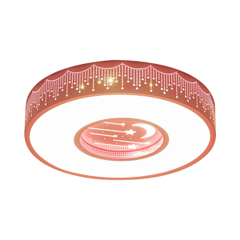 Hollowed out Meteor Ceiling Light Modern Romantic Acrylic Pink/White/Blue LED Round Flush Mounted Lamp, 16"/19.5" W Clearhalo 'Ceiling Lights' 'Close To Ceiling Lights' 'Close to ceiling' 'Flush mount' Lighting' 1936313