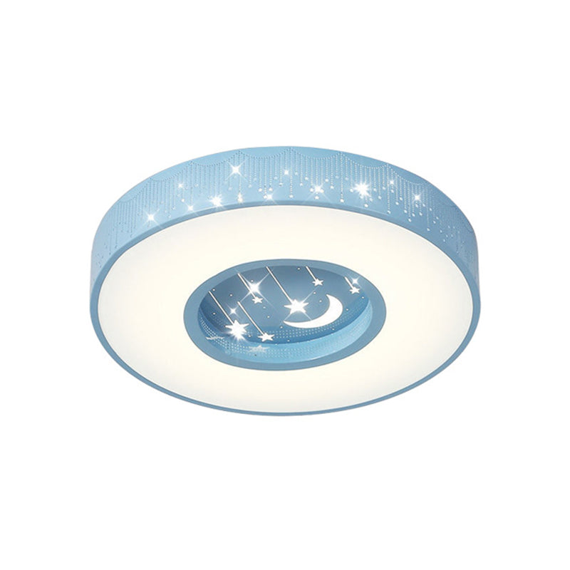 Hollowed out Meteor Ceiling Light Modern Romantic Acrylic Pink/White/Blue LED Round Flush Mounted Lamp, 16"/19.5" W Clearhalo 'Ceiling Lights' 'Close To Ceiling Lights' 'Close to ceiling' 'Flush mount' Lighting' 1936317
