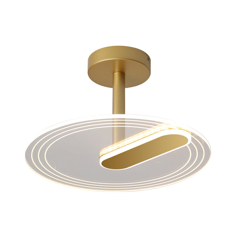 Acrylic Time Clock LED Flush Light Simplicity Black/Gold Semi Flush Mount Ceiling Light for Bedroom Clearhalo 'Ceiling Lights' 'Close To Ceiling Lights' 'Close to ceiling' 'Semi-flushmount' Lighting' 1936446