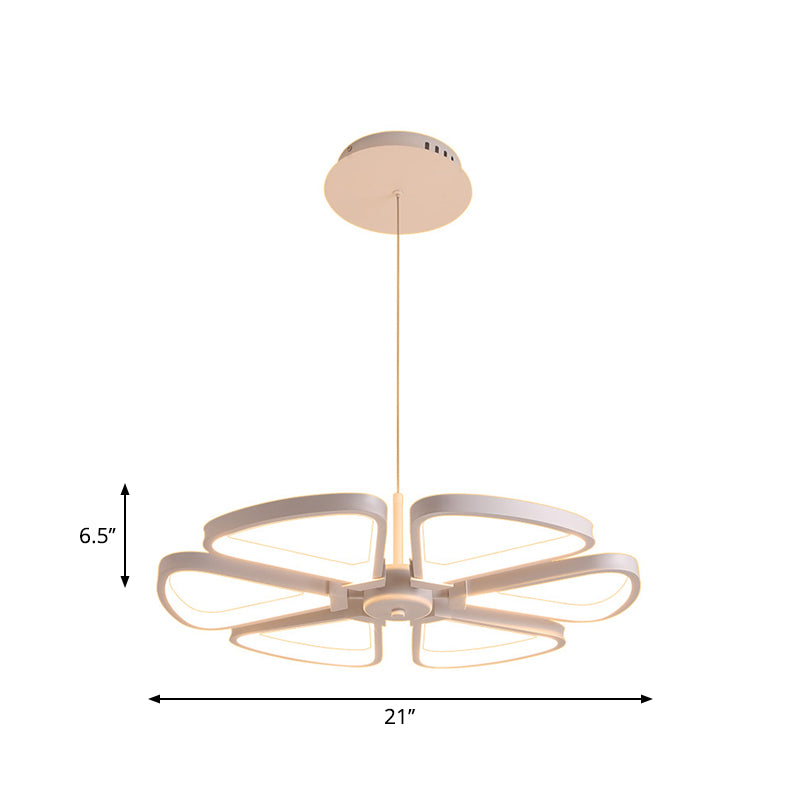 Clover LED Chandelier Pendant Modern Metallic Living Room Ceiling Suspension Lamp in White Clearhalo 'Ceiling Lights' 'Chandeliers' 'Modern Chandeliers' 'Modern' Lighting' 1936459