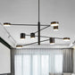 3/4 Tiered Chandelier Light Fixture Contemporary Metal 6/8 Lights Black/Gold Hanging Pendant for Bedroom Clearhalo 'Ceiling Lights' 'Chandeliers' 'Modern Chandeliers' 'Modern' Lighting' 1936461
