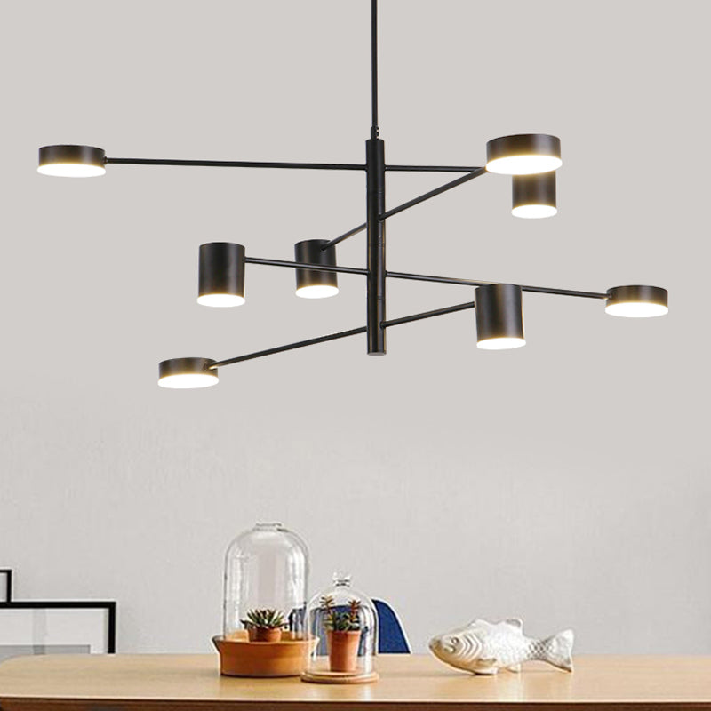 3/4 Tiered Chandelier Light Fixture Contemporary Metal 6/8 Lights Black/Gold Hanging Pendant for Bedroom Clearhalo 'Ceiling Lights' 'Chandeliers' 'Modern Chandeliers' 'Modern' Lighting' 1936462