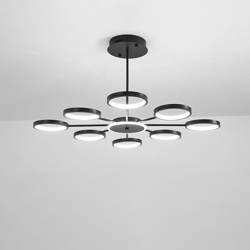 Circle Branching Metal Hanging Light Modernist 6-Head Black/Gold LED Chandelier Lamp in Warm/White Light Clearhalo 'Ceiling Lights' 'Chandeliers' 'Modern Chandeliers' 'Modern' Lighting' 1936475