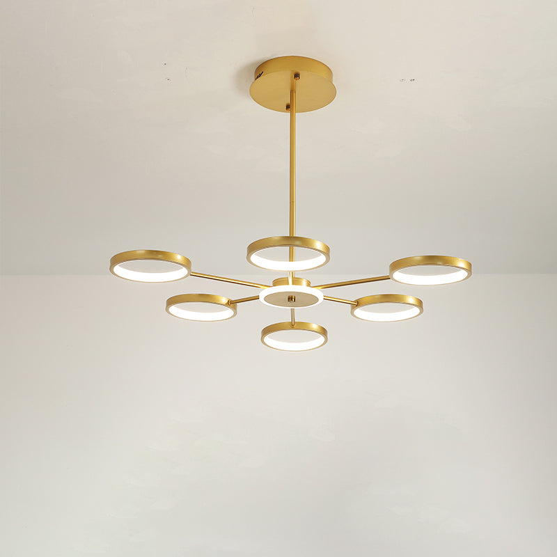 Circle Branching Metal Hanging Light Modernist 6-Head Black/Gold LED Chandelier Lamp in Warm/White Light Clearhalo 'Ceiling Lights' 'Chandeliers' 'Modern Chandeliers' 'Modern' Lighting' 1936479