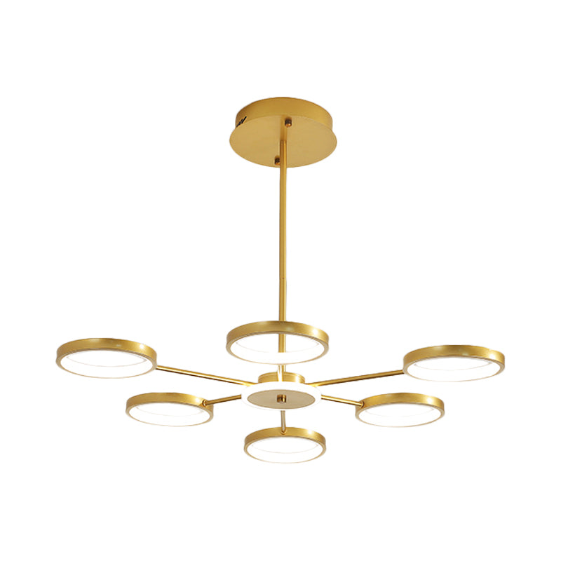 Circle Branching Metal Hanging Light Modernist 6-Head Black/Gold LED Chandelier Lamp in Warm/White Light Clearhalo 'Ceiling Lights' 'Chandeliers' 'Modern Chandeliers' 'Modern' Lighting' 1936480