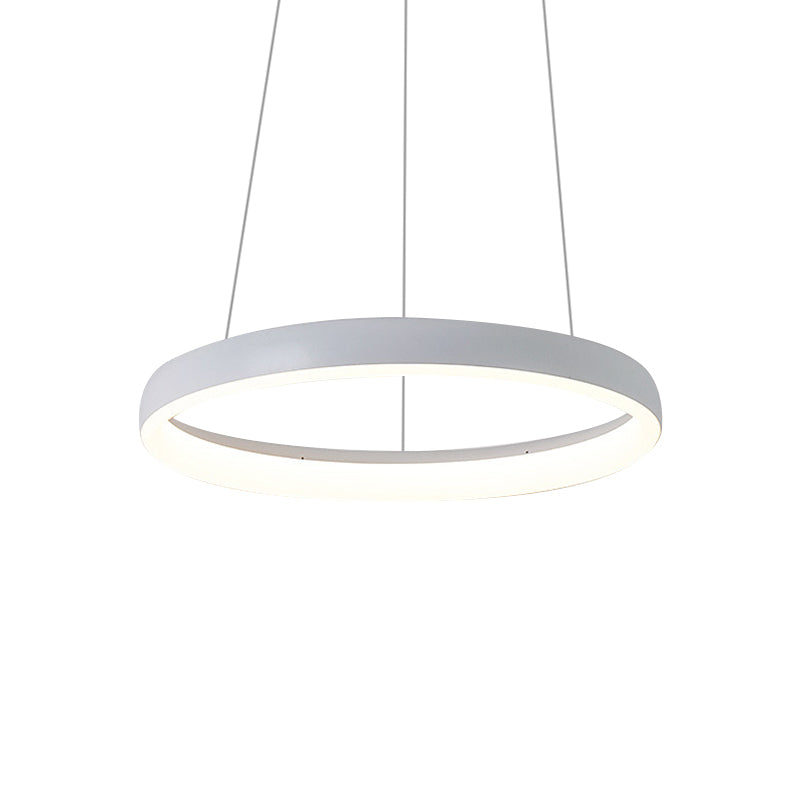 1/2/3-Layered Circle Chandelier Nordic Metallic Dining Room LED Ceiling Pendant Light in White Clearhalo 'Ceiling Lights' 'Chandeliers' 'Modern Chandeliers' 'Modern' Lighting' 1936499