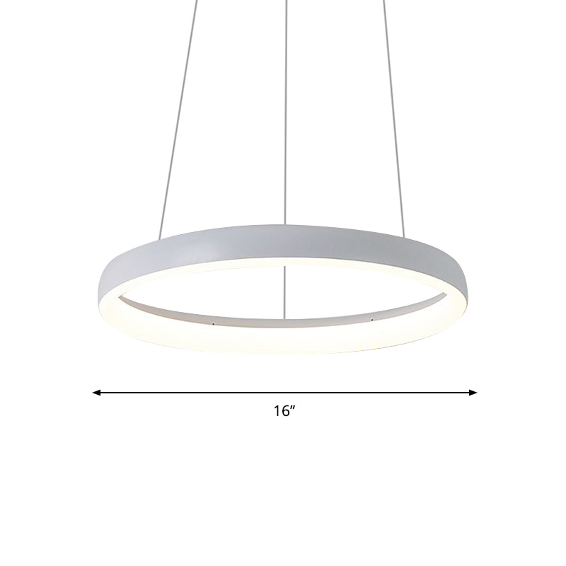 1/2/3-Layered Circle Chandelier Nordic Metallic Dining Room LED Ceiling Pendant Light in White Clearhalo 'Ceiling Lights' 'Chandeliers' 'Modern Chandeliers' 'Modern' Lighting' 1936500
