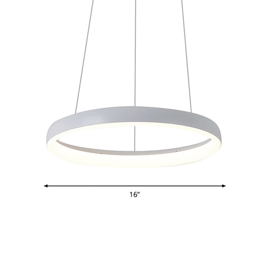 1/2/3-Layered Circle Chandelier Nordic Metallic Dining Room LED Ceiling Pendant Light in White Clearhalo 'Ceiling Lights' 'Chandeliers' 'Modern Chandeliers' 'Modern' Lighting' 1936500
