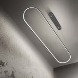 Black/White Ellipse Hanging Lamp Simplicity 27"/35.5" L LED Metal Island Light Fixture over Dining Table Clearhalo 'Ceiling Lights' 'Island Lights' Lighting' 1936524