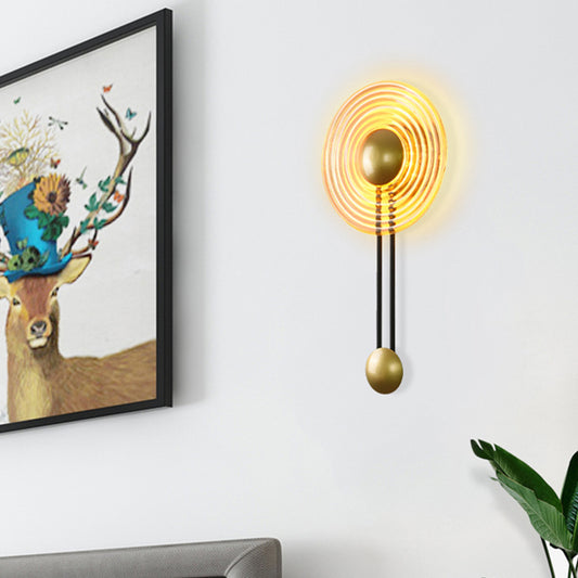 Gold Bell Wall Sconce Postmodern 1 Bulb Amber Rippled Glass Wall Mount Lamp for Bedroom Clearhalo 'Cast Iron' 'Glass' 'Industrial' 'Modern wall lights' 'Modern' 'Tiffany' 'Traditional wall lights' 'Wall Lamps & Sconces' 'Wall Lights' Lighting' 1936548