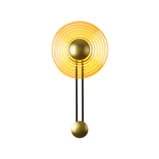 Gold Bell Wall Sconce Postmodern 1 Bulb Amber Rippled Glass Wall Mount Lamp for Bedroom Clearhalo 'Cast Iron' 'Glass' 'Industrial' 'Modern wall lights' 'Modern' 'Tiffany' 'Traditional wall lights' 'Wall Lamps & Sconces' 'Wall Lights' Lighting' 1936549