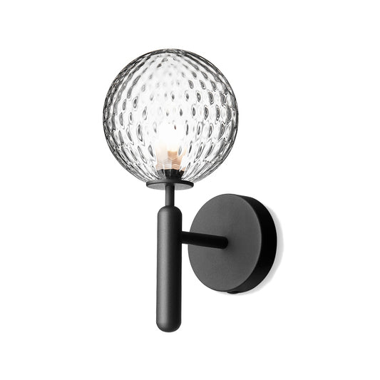 1-Light Bedside Wall Lamp Simple Black Wall Mounted Light Fixture with Ball White/Clear Water Glass Shade Clearhalo 'Cast Iron' 'Glass' 'Industrial' 'Modern wall lights' 'Modern' 'Tiffany' 'Traditional wall lights' 'Wall Lamps & Sconces' 'Wall Lights' Lighting' 1936582