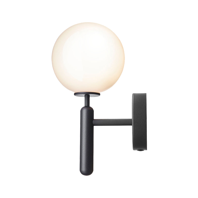 1-Light Bedside Wall Lamp Simple Black Wall Mounted Light Fixture with Ball White/Clear Water Glass Shade Clearhalo 'Cast Iron' 'Glass' 'Industrial' 'Modern wall lights' 'Modern' 'Tiffany' 'Traditional wall lights' 'Wall Lamps & Sconces' 'Wall Lights' Lighting' 1936586