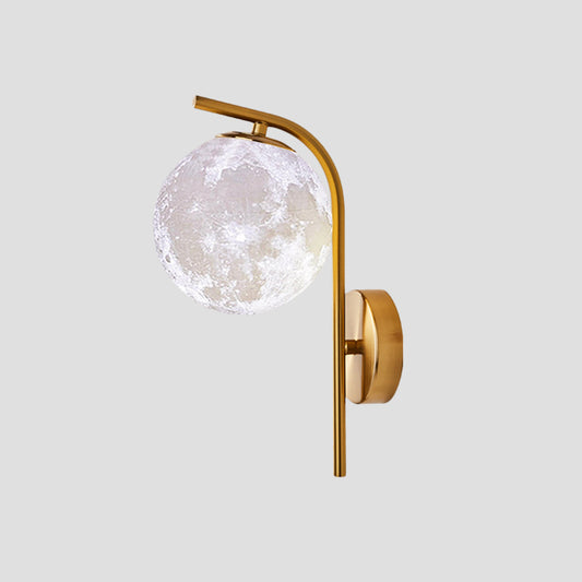 Postmodern Ball Wall Mount Light Grey/Clear Water/White Glass Single-Bulb Bedside Wall Lamp with Bent Arm in Brass Clearhalo 'Cast Iron' 'Glass' 'Industrial' 'Modern wall lights' 'Modern' 'Tiffany' 'Traditional wall lights' 'Wall Lamps & Sconces' 'Wall Lights' Lighting' 1936617